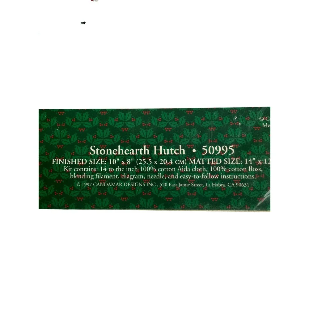 New VTG Thomas Kinkade Cross Stitch Kit 10x8 Stonehearth Hutch Snowy Scene